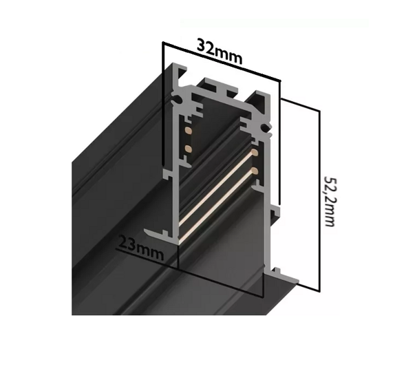 Трековая система MAGNETIC S20-V 48V 4TRA BLACK 1500x56x45mm
