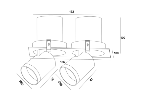 Светильник COLT 2хMR16 GU10 SPOT поворотно-выдвижной | BLACK 100x185mm