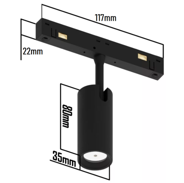 Светильник SPOT MAGNETIC S15 48V 10W 24° CRI90 OSRAM 3000K | Черный корпус D35х80mm