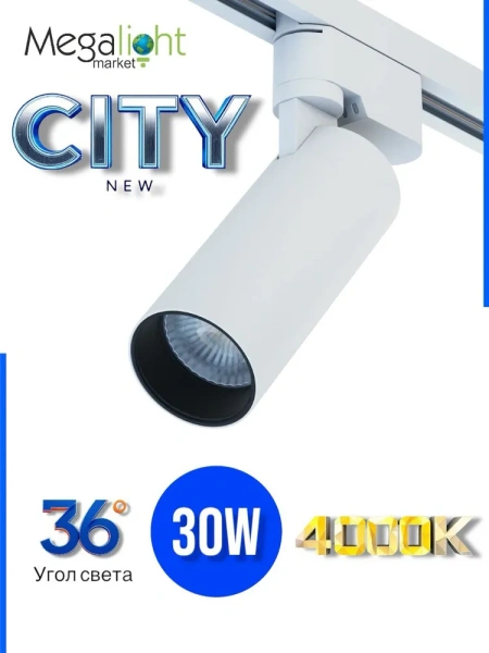 Светильник CITY NEW 30W 4000К CRI85 36° Белый 2TRA однофазный 220V 60x155mm
