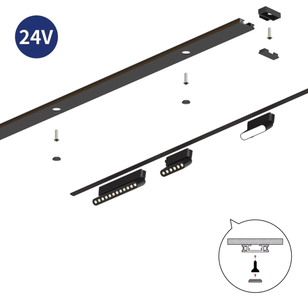Трековая система накладная MAGNETIC H4 24V 2TRA BLACK 1000x16.5x4.5mm