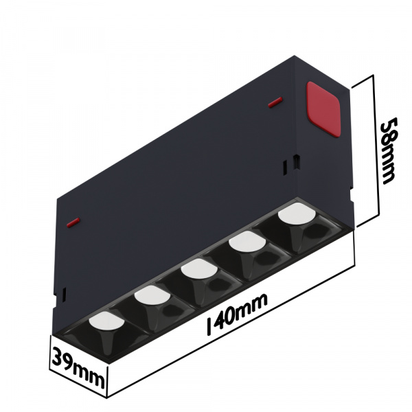 Светильник  LINER S39 SMART DIM 10W 5х2W OSRAM 36° CRI90 3000K | Black L138x34x58mm 220V