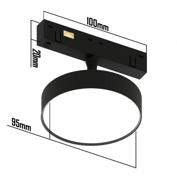 Светильник RONDO MAGNETIC S20 48V 10W 110° CRI90 OSRAM 3000K | Черный корпус Ø95х135 mm