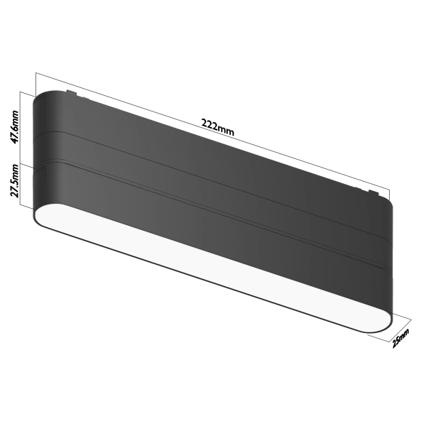 Светильник BLACK BOOK MAGNETIC Н5 48V 12W 120° 2400-6000K OSRAM | Black 222х25х75mm