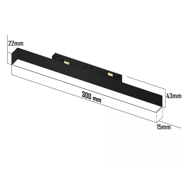 Светильник LINER MAGNETIC S15 48V 10W 120° 4000K CRI90 OSRAM | Черный корпус L300mm