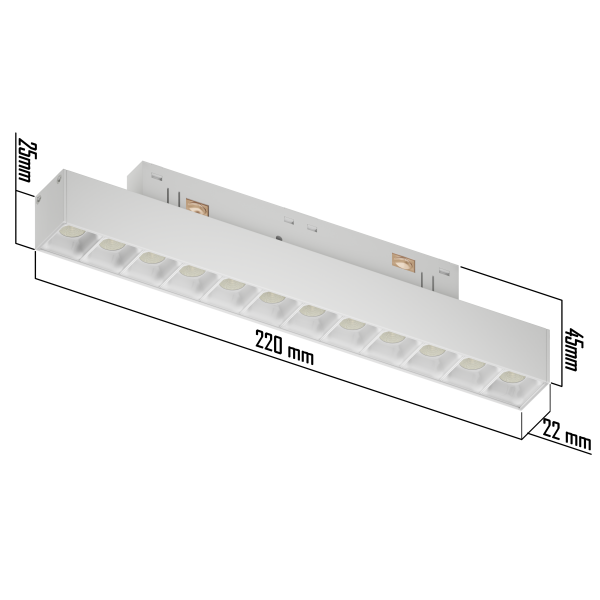 Светильник LINER BLACK MASK MAGNETIC S20 48V 12W 36° 3000-6000K TRIX CRI90 OSRAM | Белый корпус L220