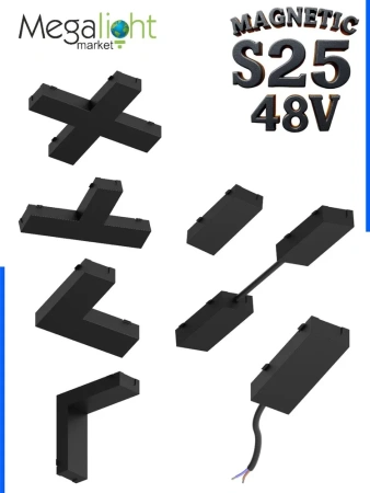 Прямой соединитель для шинопровода S25 2TRA | Black 60х20х10.5mm