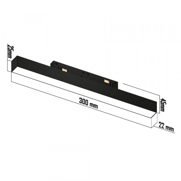 Светильник LINER MAGNETIC S20 48V 10W 120° 3000-6000K TRIX CRI90 OSRAM | Черный корпус L300mm