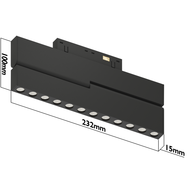 Светильник SPOT BLACK BOOK MAGNETIC S15 48V 12W 36° CRI90 OSRAM 4000K | Черный корпус L232хH100mm