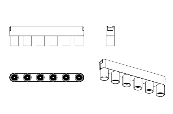 Трековый магнитный св-к DOT  MAGNETIC H4 24V 12W 24° 3000К/4000K/6000К OSRAM | Black 222х25х65mm