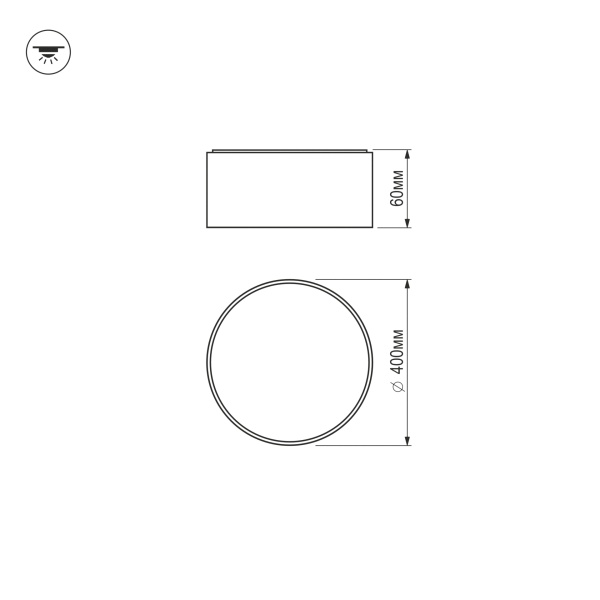 Светильник накладной RONDO 48W Black 4000K | Ø400x60mm 