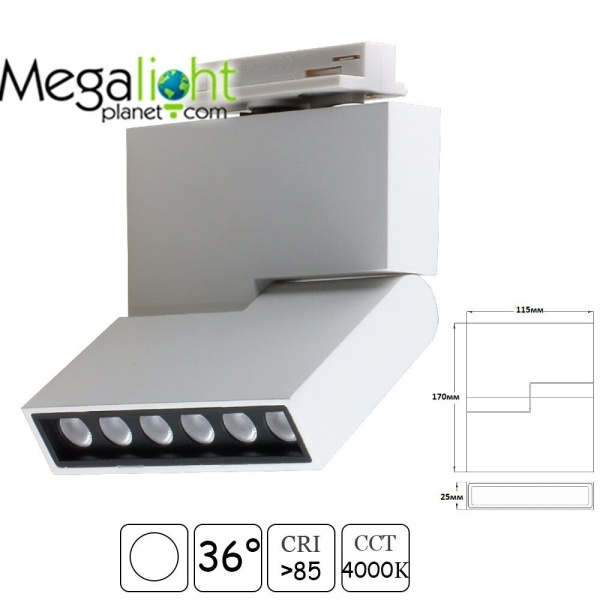 Светильник WINDOWS 12W Белый корпус 2TRA, 110lm/w COB CRI > 85, WW/3000К Теплый белый