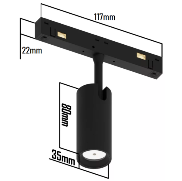 Светильник SPOT MAGNETIC S15 48V 10W 24° CRI90 OSRAM 4000K | Черный корпус D35х80mm
